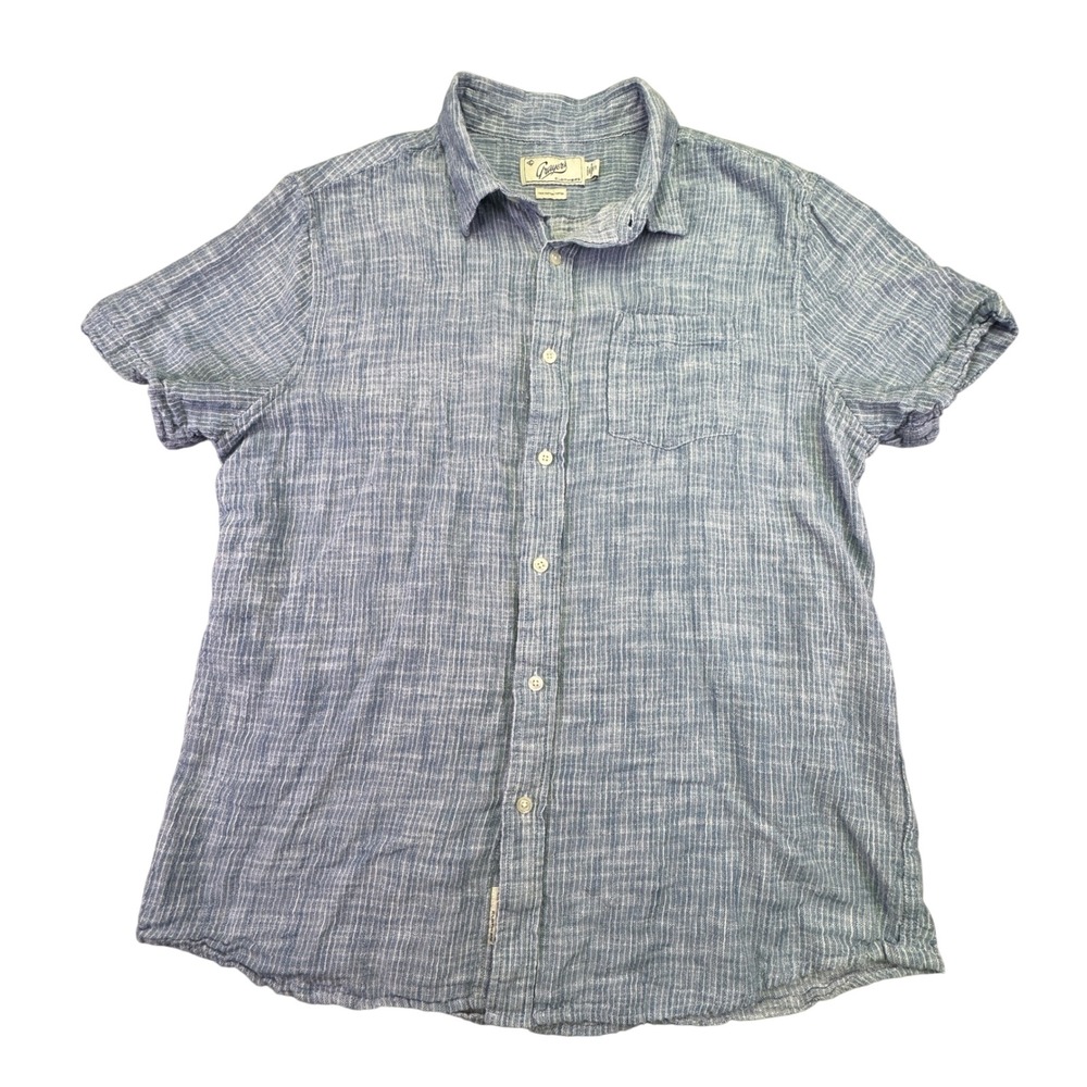 Grayers Clothiers Shirt‎ Men's Large Button Down Blue Stripe Short Sleeve Preppy